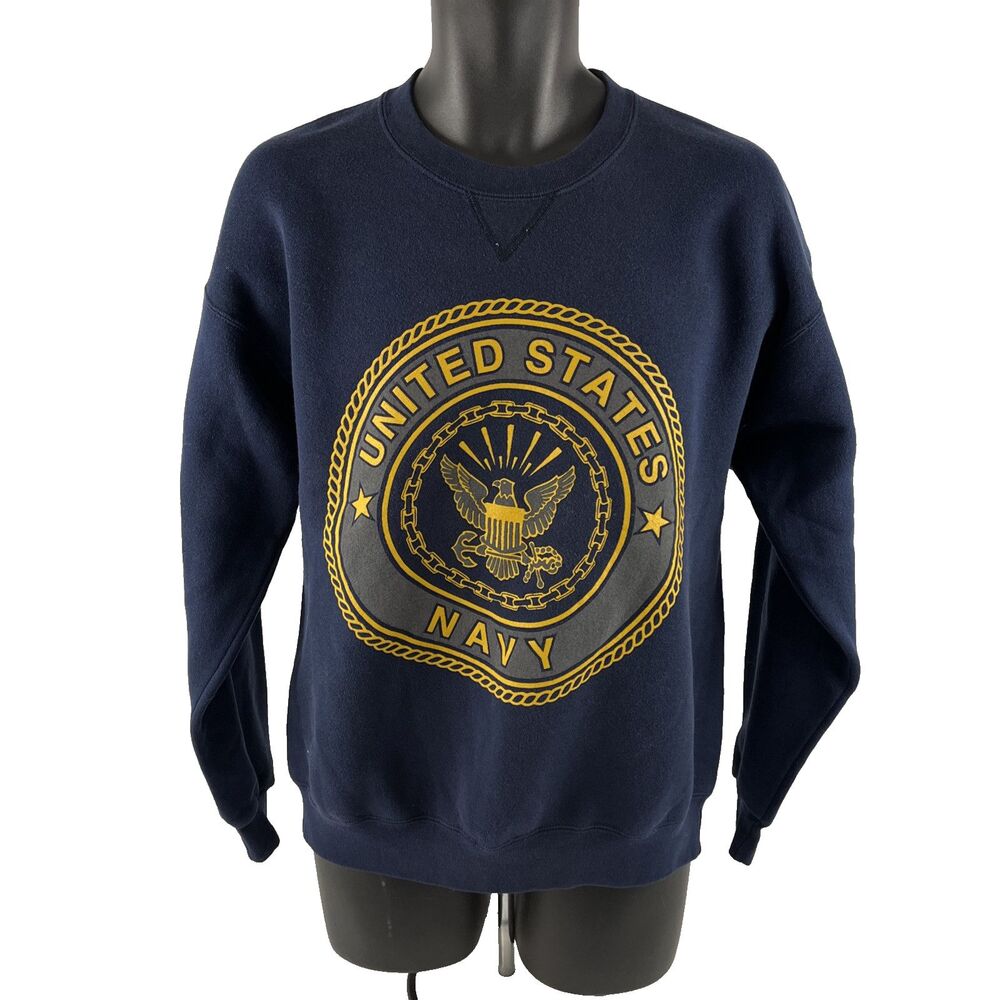 Vtg Mens M.J. Soffe U.S. Navy Double Sided Crewneck‎ Sweatshirt Sz L Made In USA